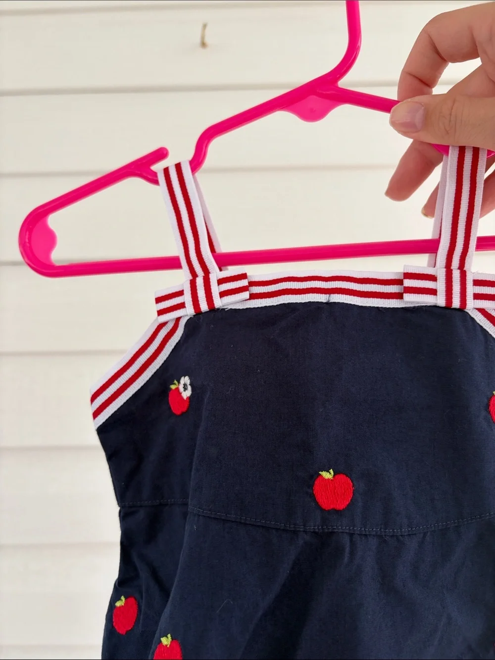 Gymboree Vintage Y2K Apple Dress 6-12 Months NWT Navy Cotton Baby Dress